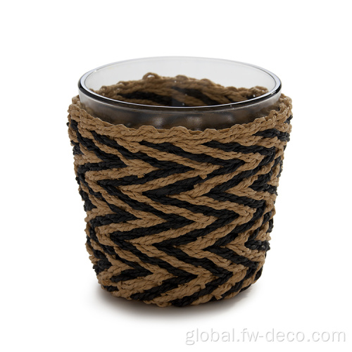 Rattan Wrapped Glass paper string plaited flower pots planters glass pot Factory